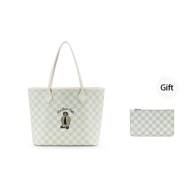 Teenie Weenie Polyvinyl Chloride With Synthetic Leather Tote Bag, Shopping Bag, Handbag, Shoulder Bag Women's Apricot