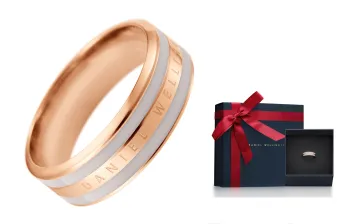 Daniel Wellington Alloy Rings Unisex Morning Mist Gray Rose Gold