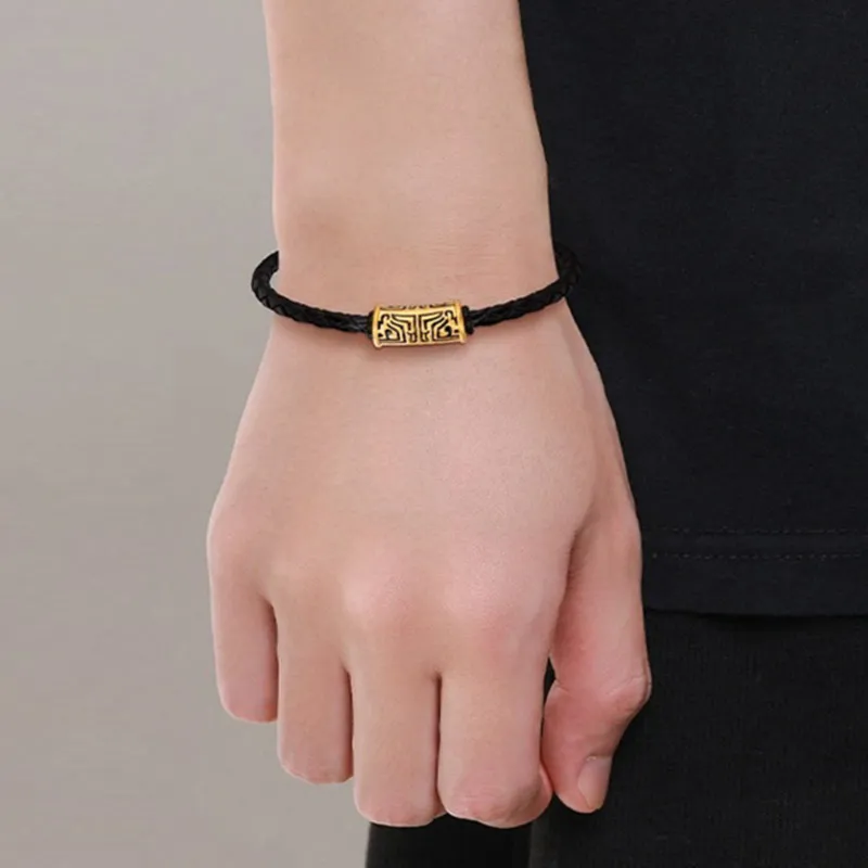 ALLOVE Black Gold Taotie, New Chinese Style Retro National Trendy Solid Gold Fixed Price Bracelets Men's-2