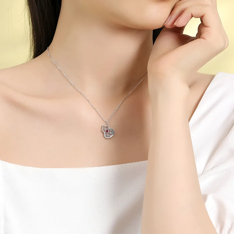 Heart Grass S925 Silver Necklaces Women's-3