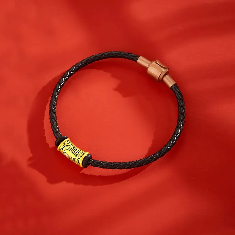 ALLOVE Black Gold Taotie, New Chinese Style Retro National Trendy Solid Gold Fixed Price Bracelets Men's-3