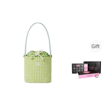 Lee Fabric Bucket Bag, Handbag, Shoulder Bag Women's Green Plaid