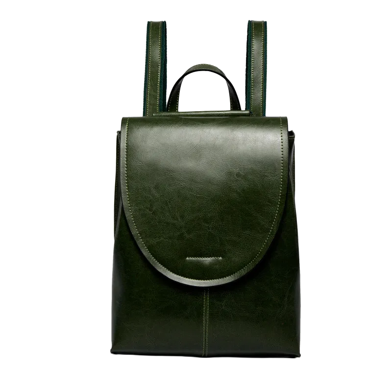 TTaG．baG Масляный воск Коровья кожа Рюкзак Женские Коричневый черный Кофе Зеленый