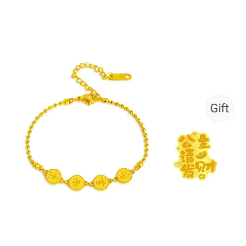 DXBR Титановый стальной браслет с покрытием из 18К золота женский золотой