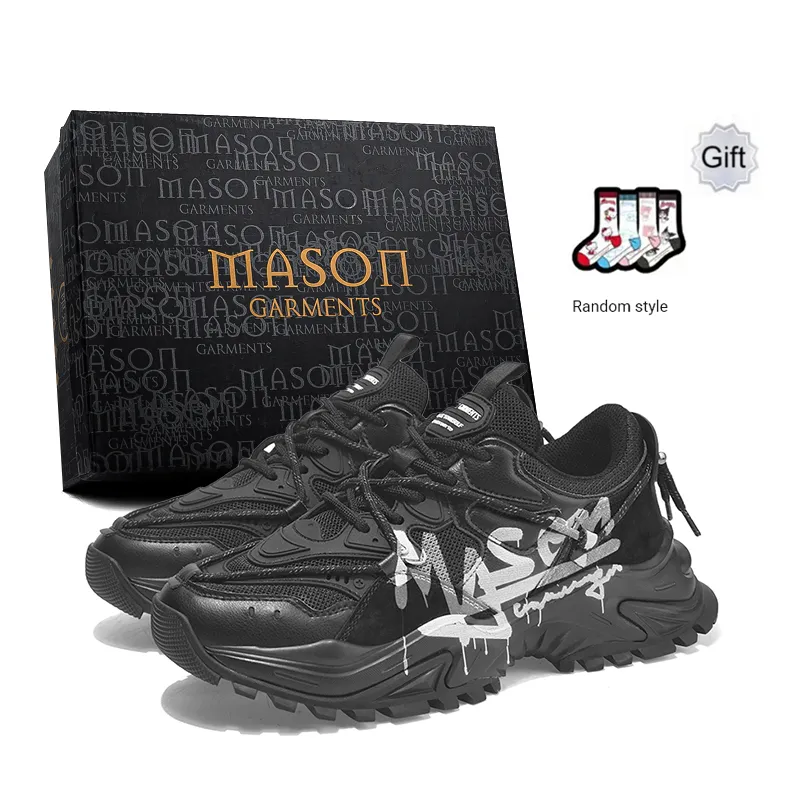 Masongarments Shark Tooth Series Running Shoes Unisex Low Top Black/Gray/White/Beige/Galaxy Gray-43