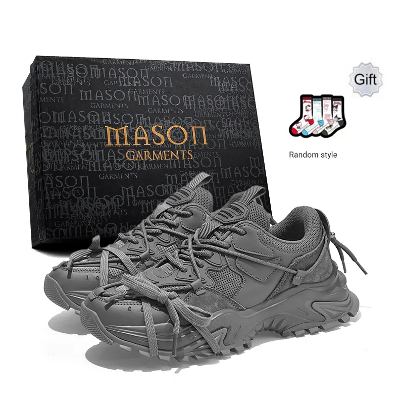 Masongarments Shark Tooth Series Running Shoes Unisex Low Top Black/Gray/White/Beige/Galaxy Gray-55