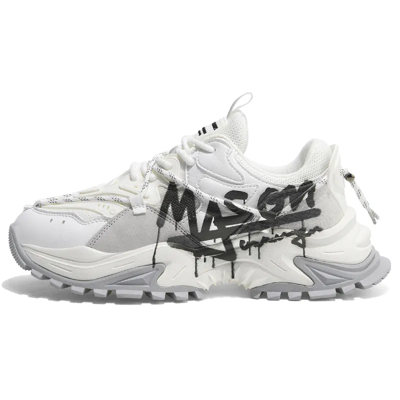 Masongarments Shark Tooth Series Running Shoes Unisex Low Top Black/Gray/White/Beige/Galaxy Gray-36
