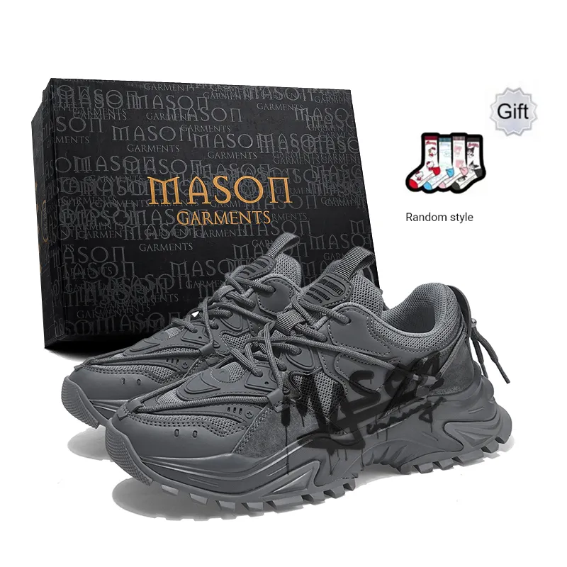 Masongarments Shark Tooth Series Running Shoes Unisex Low Top Black/Gray/White/Beige/Galaxy Gray-49