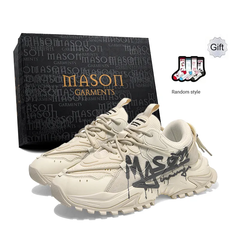 Masongarments Shark Tooth Series Running Shoes Unisex Low Top Black/Gray/White/Beige/Galaxy Gray-31