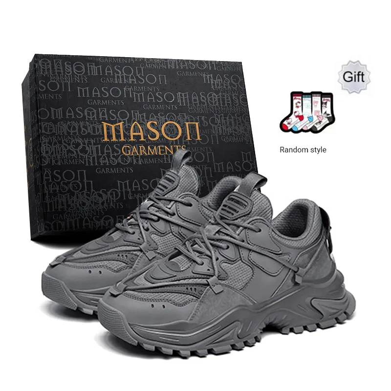 Masongarments Shark Tooth Series Running Shoes Unisex Low Top Black/Gray/White/Beige/Galaxy Gray-13