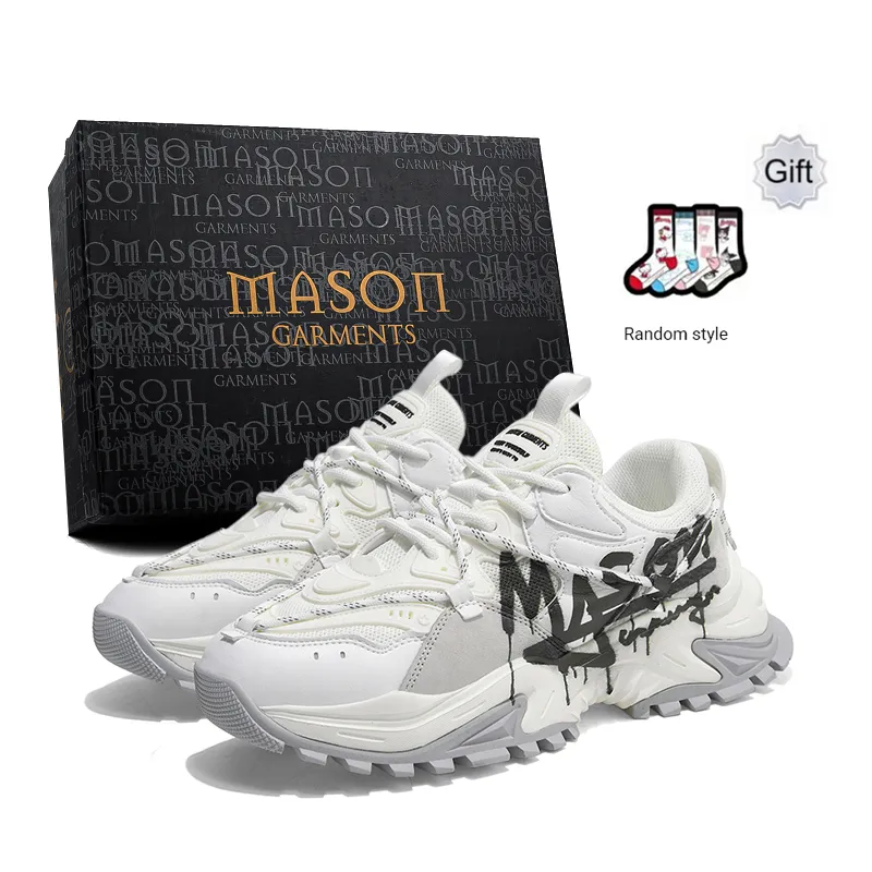 Masongarments Shark Tooth Series Running Shoes Unisex Low Top Black/Gray/White/Beige/Galaxy Gray-37