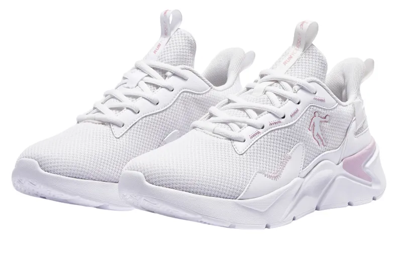 QIAODAN Abrasion Resistant Low Top Running Shoes Women's White Pink-2