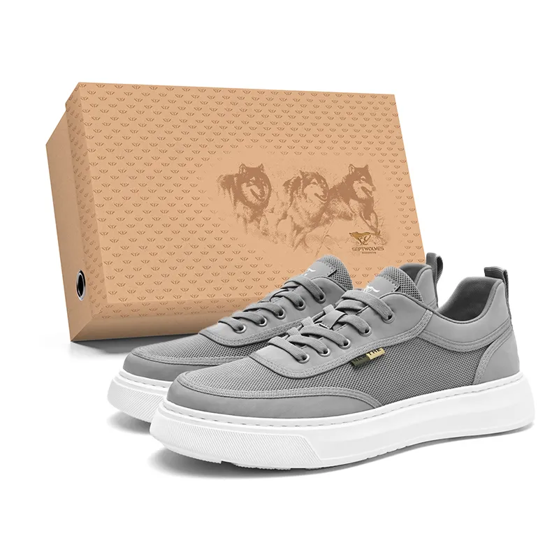 SEPTWOLVES Anti Slip And Wear Resistant Lightweight Height Increasing Low Top Casual Shoes Men's-1