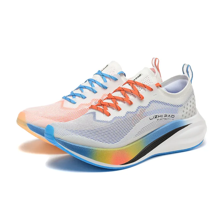 LIZHIPAO Running Shoes Unisex Low Top Mismatched Color White Blue Orange-3