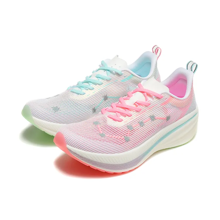 DUANGOU Abrasion Resistant Lightweight Slip Resistant Low Top Running Shoes Unisex Blue Pink Mismatched-1
