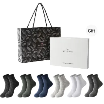 SEPTWOLVES Mid Calf Socks Men's 6 Pairs Gift Box Packaged