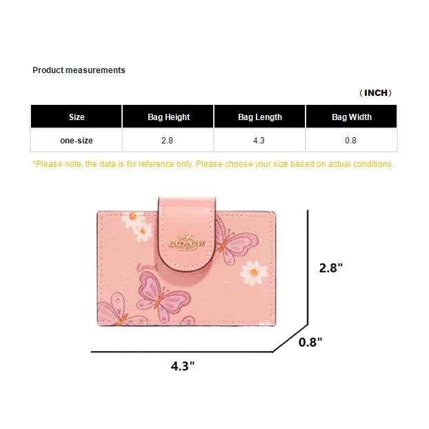 COACH Accordion Card Case Canvas With Leather Card Holder Wallet Women's Cherry Blossom Pink-5