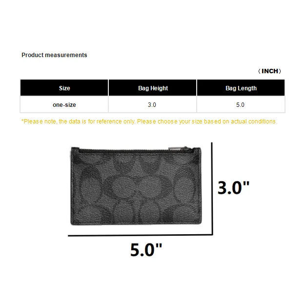 COACH Card Case PVC Coin Purse Clutch Card Holder Men's Black Gray Color-5