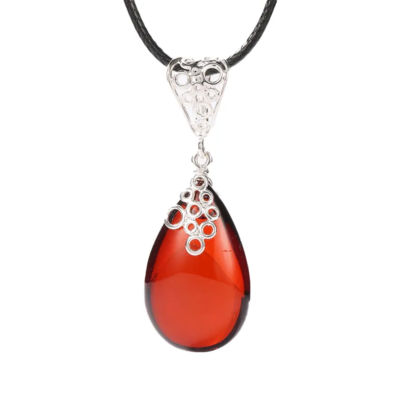 S&A S925 Silver Amber Beeswax Fine Jade Necklaces Women's-6