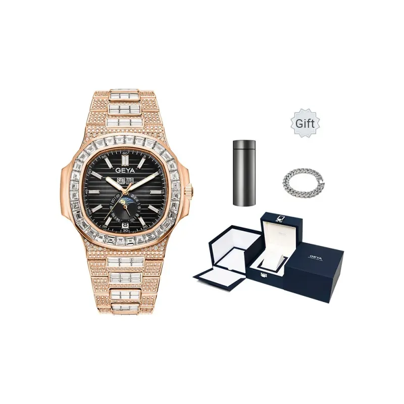 GEYA Automatic Mechanical Movement Stainless Steel Watchband Watch Men
s Watches Black Dial
