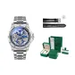 Premium Gift Square Box-Silver Case Blue Dial Silver Steel Band