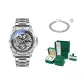 Premium Bracelet Square Box-Silver Case White Dial Silver Steel Band