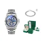 Premium Bracelet Square Case-Silver Case Blue Dial Silver Steel Band