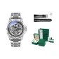 Premium Gift Square Box-Silver Case White Dial Silver Steel Band