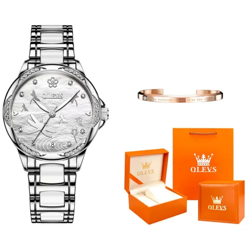 OLEVS Mechanical Movement Watch Women's Watch White Dial