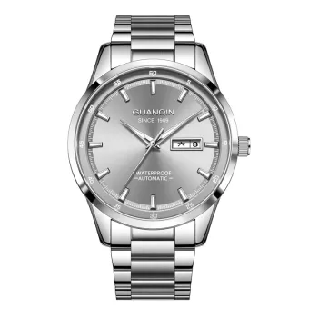 GUANQIN Automatic Mechanical Movement Stainless Steel Watchband Watch Men's Watches Black Dial