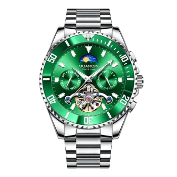 GUANQIN Submariner Collection Automatic Mechanical Movement Stainless Steel Watchband Watch Men's Watches Green Dial