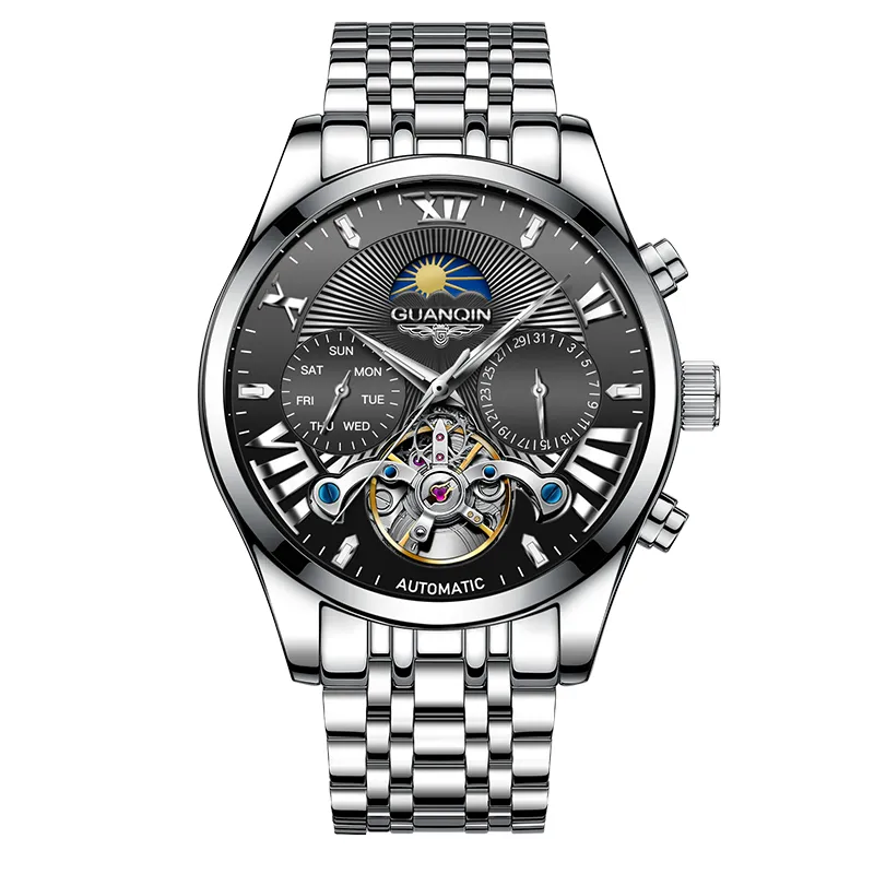 GUANQIN Ruidong Collection Automatic Mechanical Movement Steel Strap Watch Men's Watches White Dial-9