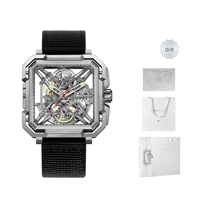 CIGA Design X Collection Matrix Automatic Mechanical Movement Nylon Strap Watch Men's Watches Gray Dial-0