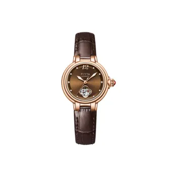 Fiyta Allure Series Automatic Mechanical Movement Cow Leather Strap Watch Women's Watch Coffee Watch Dial