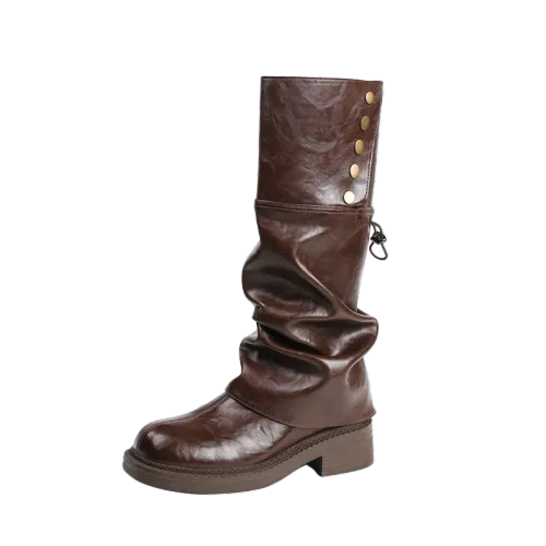 Zubumei Женские высокие сапоги на каблуке 8 см коричневые