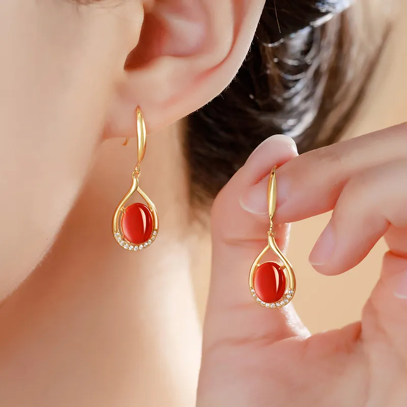 MUXIYUAN Southern Red Agate Earrings Women's-1