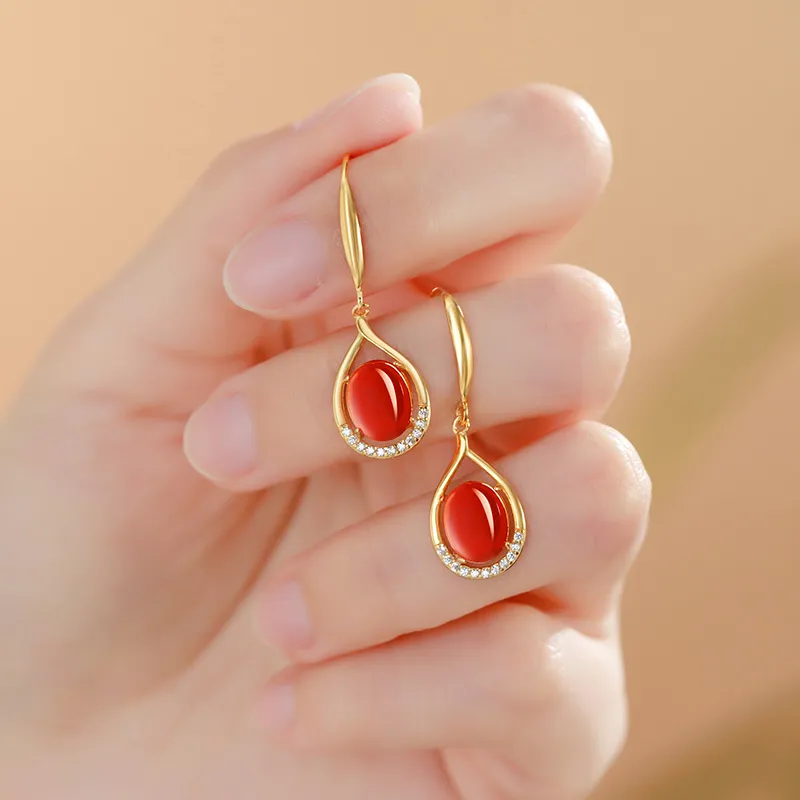 MUXIYUAN Southern Red Agate Earrings Women's-3