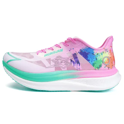 IRUNSVAN Running Shoes Unisex Low-Top Mismatched Color - Graffiti Cyan Porcelain Princess Pink