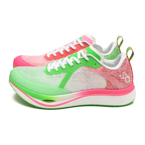 50 Running Shoes Unisex Low-Top Mismatched Colors - Green/Peach Pink