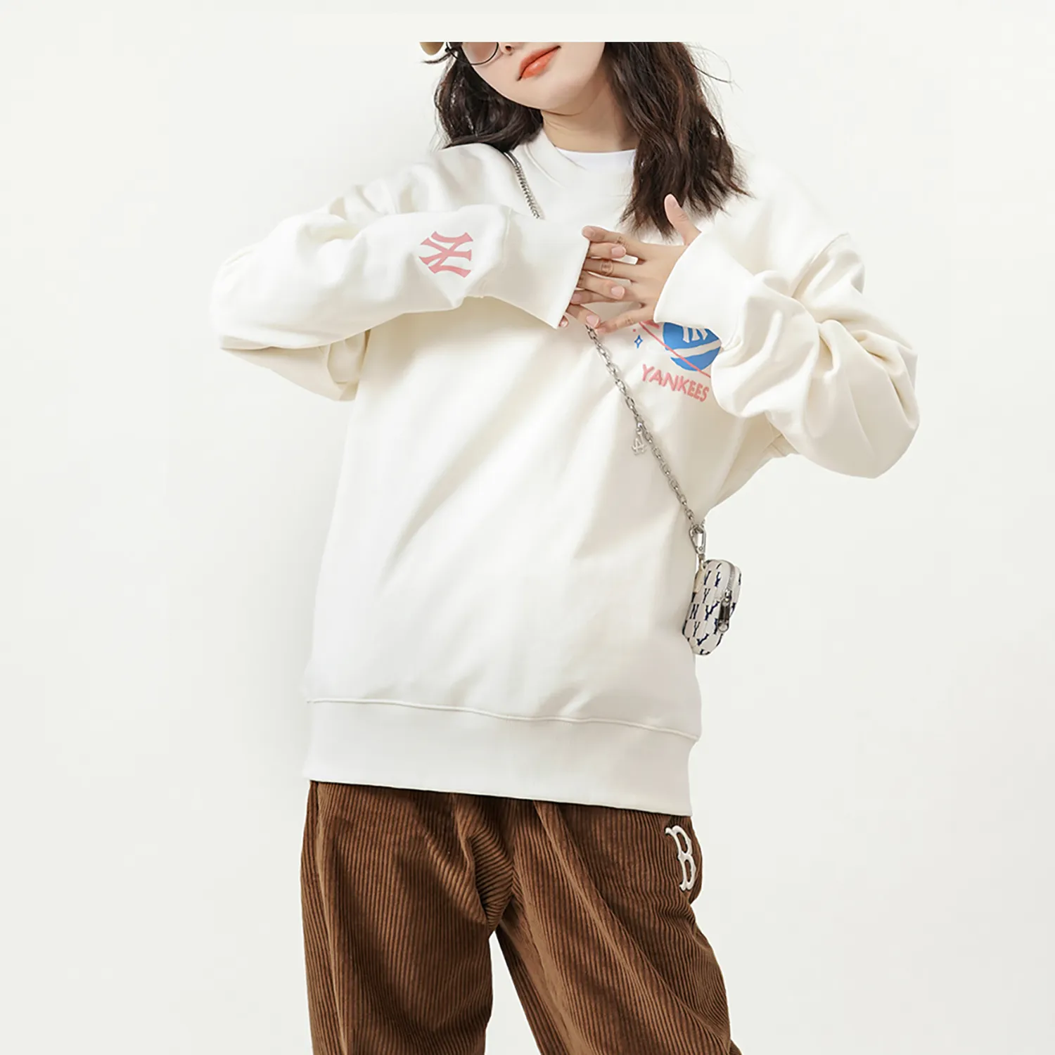 MLB New York Yankees Sweatshirts Unisex Cream White