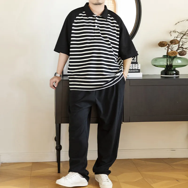 WAYNEXZAVIER Polo Shirts Men Stripes-5