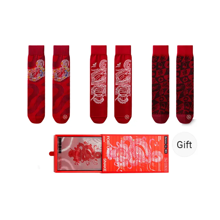 Bananain Red Plan Series Knee High Socks Unisex Box Of 3 Pairs-4