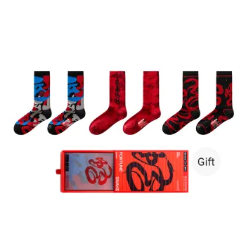 Bananain Red Plan Series Knee High Socks Unisex Box Of 3 Pairs