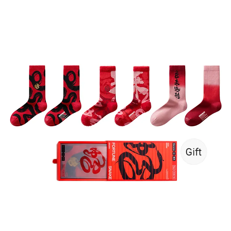 Bananain Red Plan Series Knee High Socks Unisex Box Of 3 Pairs-3