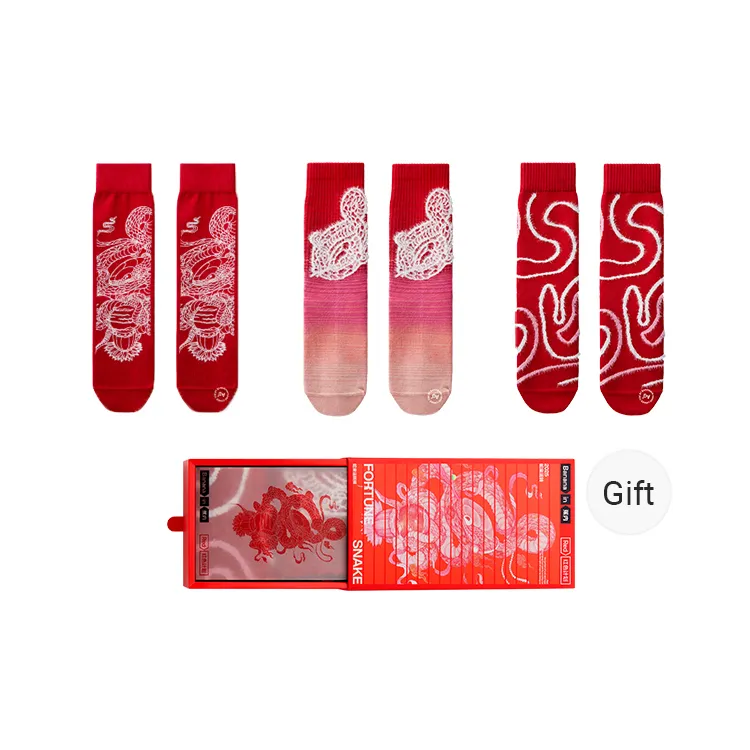 Bananain Red Plan Series Knee High Socks Unisex Box Of 3 Pairs-9