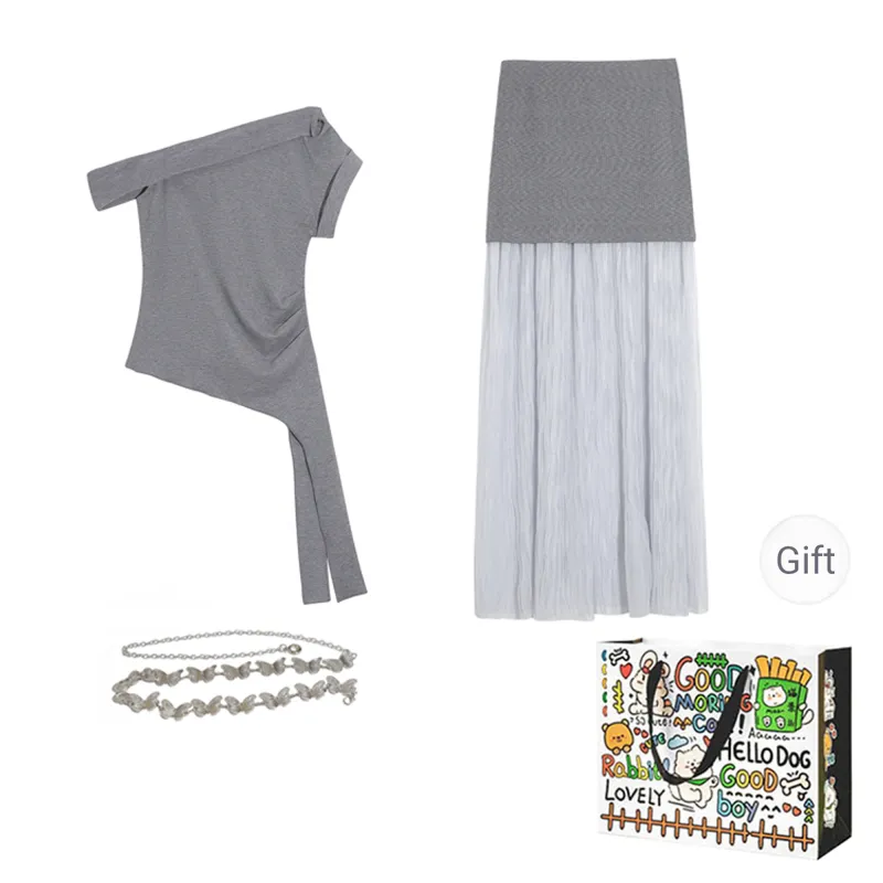 Dippanis Skirt Set Women's Gray-0