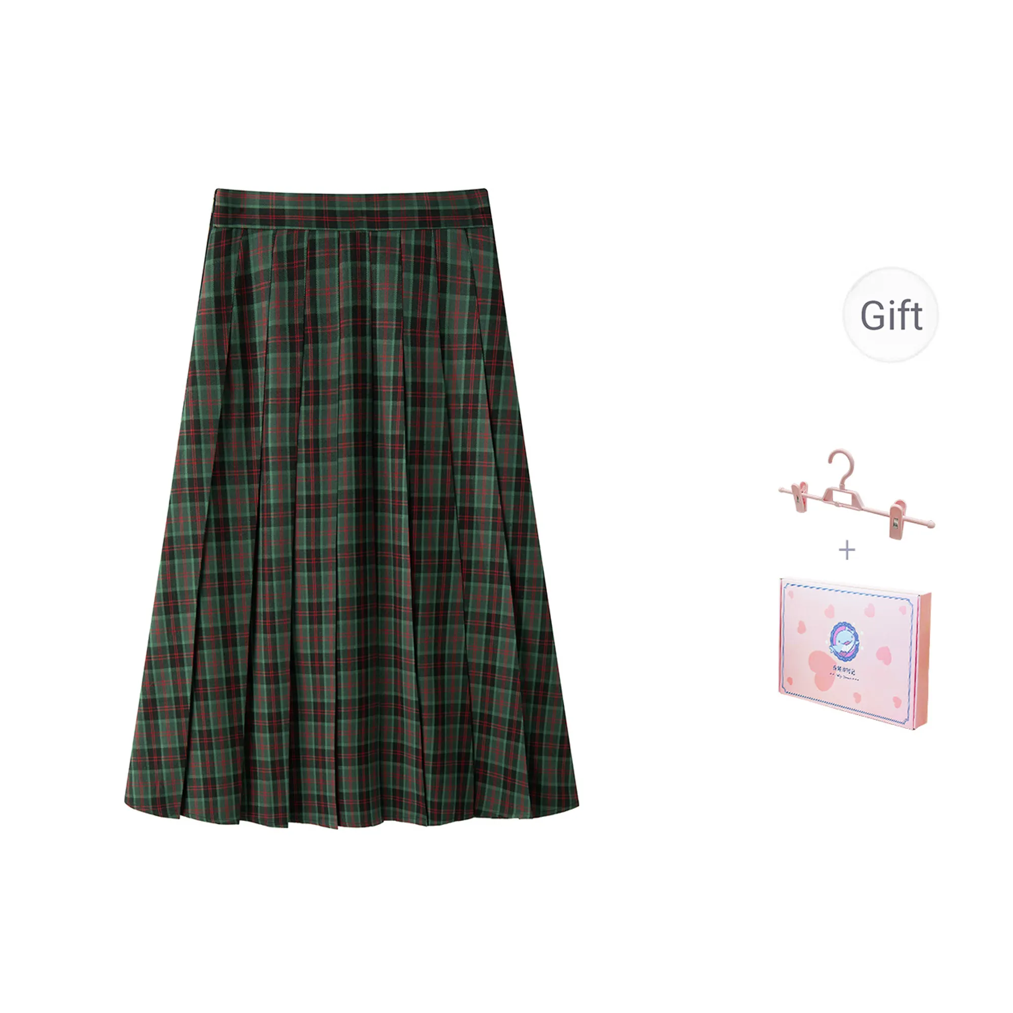 Tokyo Season Casual Long Skirt Women's Christmas Green Plaid