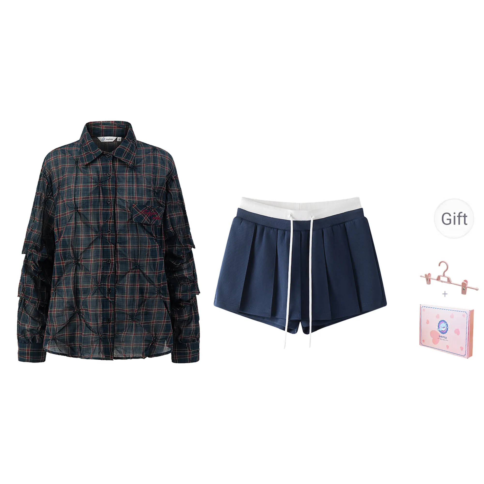 Tokyo Season Casual Suit Women's Two Piece Set Sweet Berry Holiday Vintage Green+Navy Blue