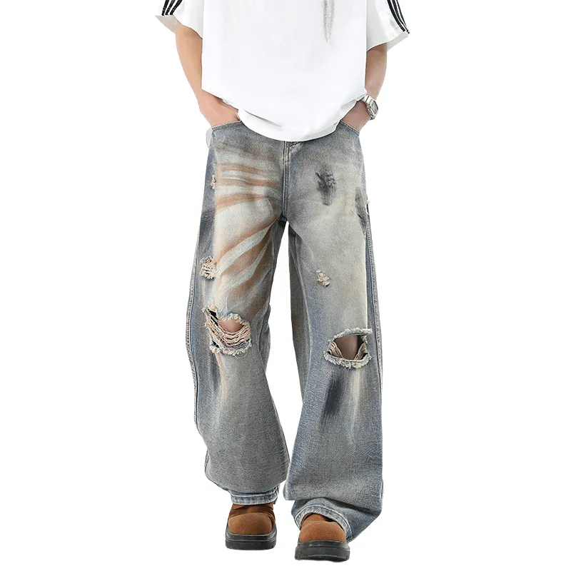 HOKLV Jeans Unisex Vintage Blue-0