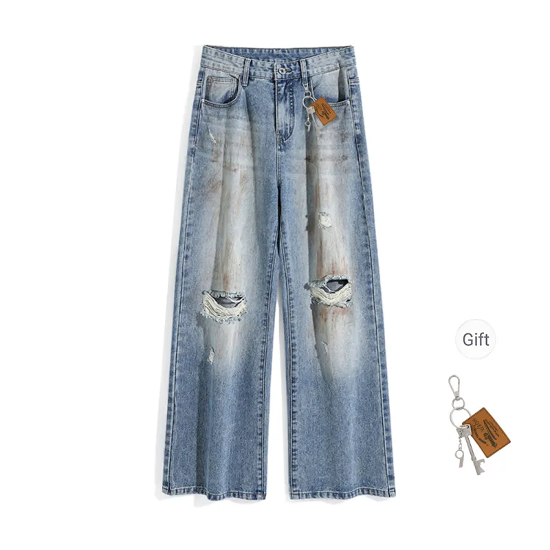 HOKLV Jeans Unisex Vintage Blue-0